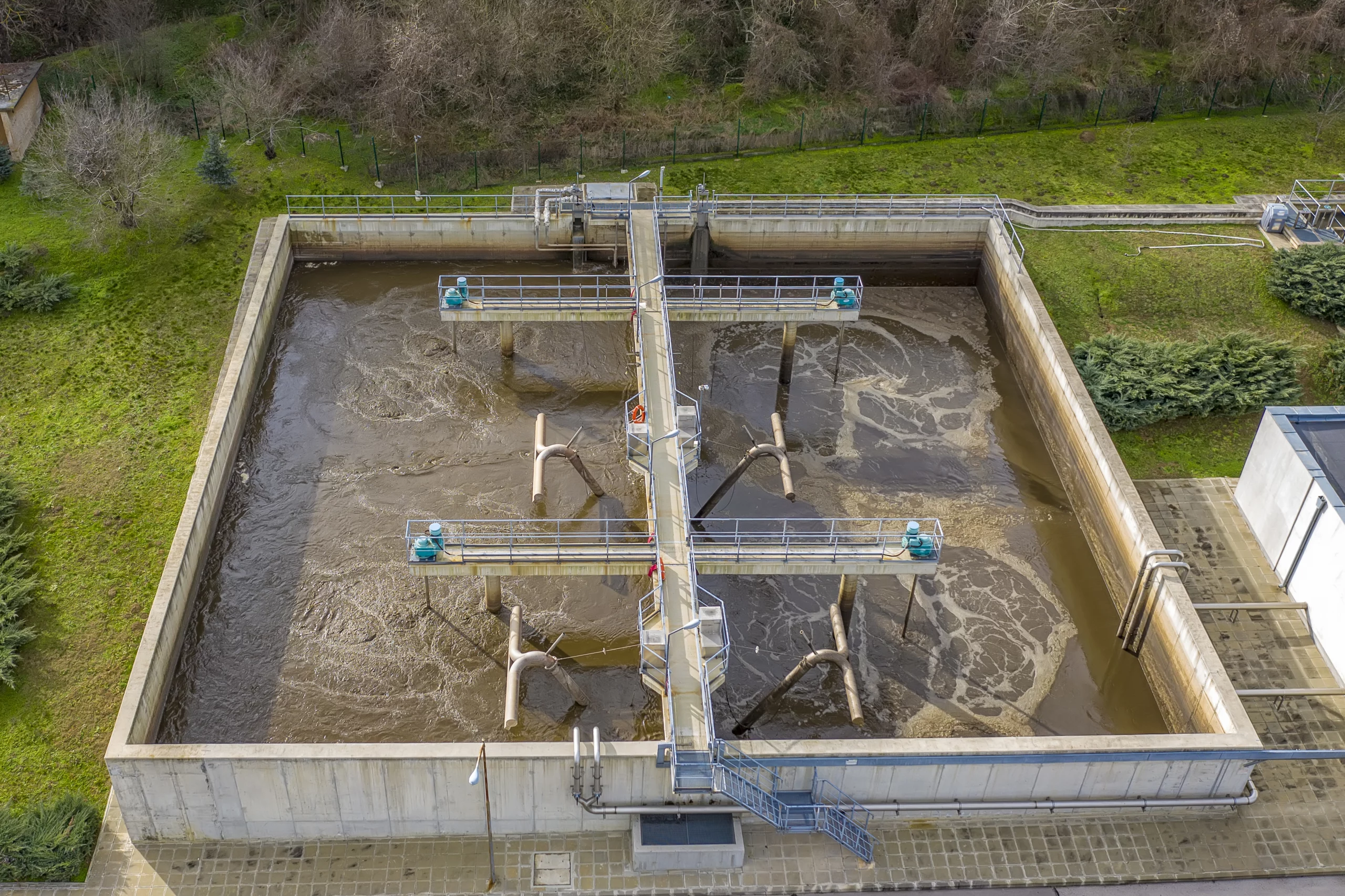 a wastewater treatment plant from the air